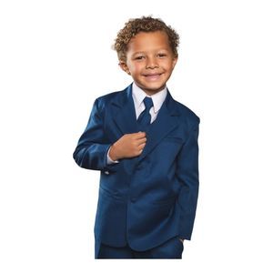 BOY'S PEANUT BUTTER NAVY SINGLE BREAST 2 PIECE SUIT. SIZE 8.